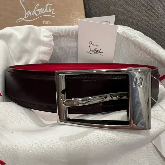 New Christian Louboutin Dark Brown Leather Belt - Picture 3 of 14